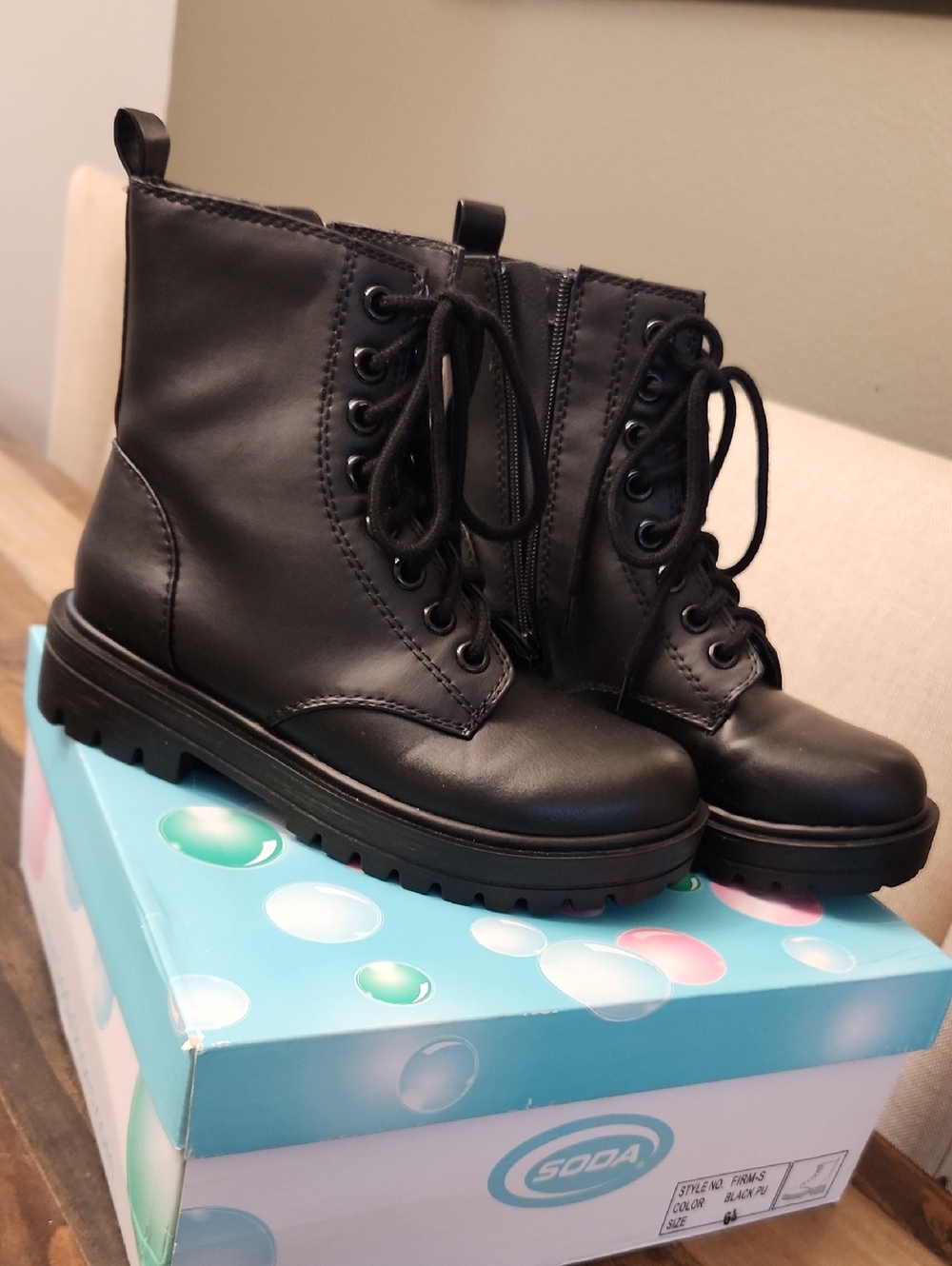 Black Lug Sole Combat Boots